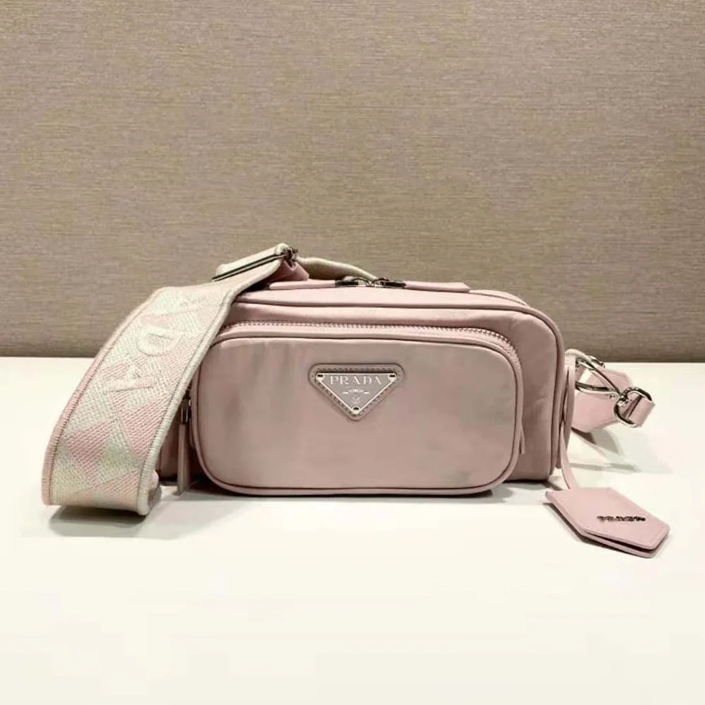Prada Nappa Antique Leather Multi-Pocket Shoulder Bag for Women in Pink