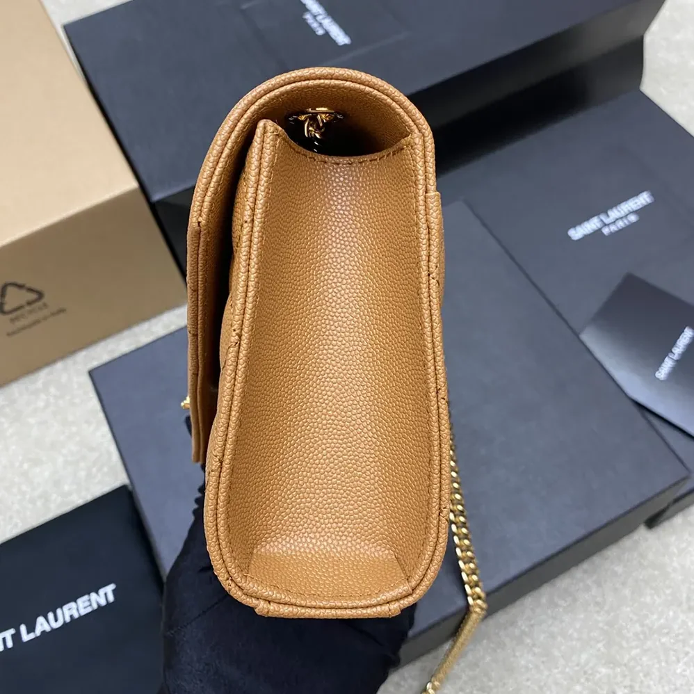 Saint Laurent YSL Envelope Small in Matelasse Lambskin for Women in Brown Saint Laurent YSL Envelope Small in Matelasse Lambskin for Women in Brown