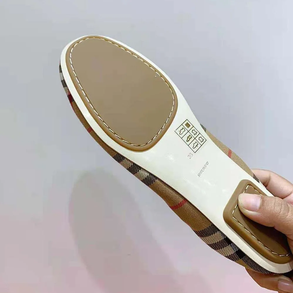 Burberry Logo Detail Vintage Check Cotton Ballerinas for Women in Brown Burberry Logo Detail Vintage Check Cotton Ballerinas for Women in Brown