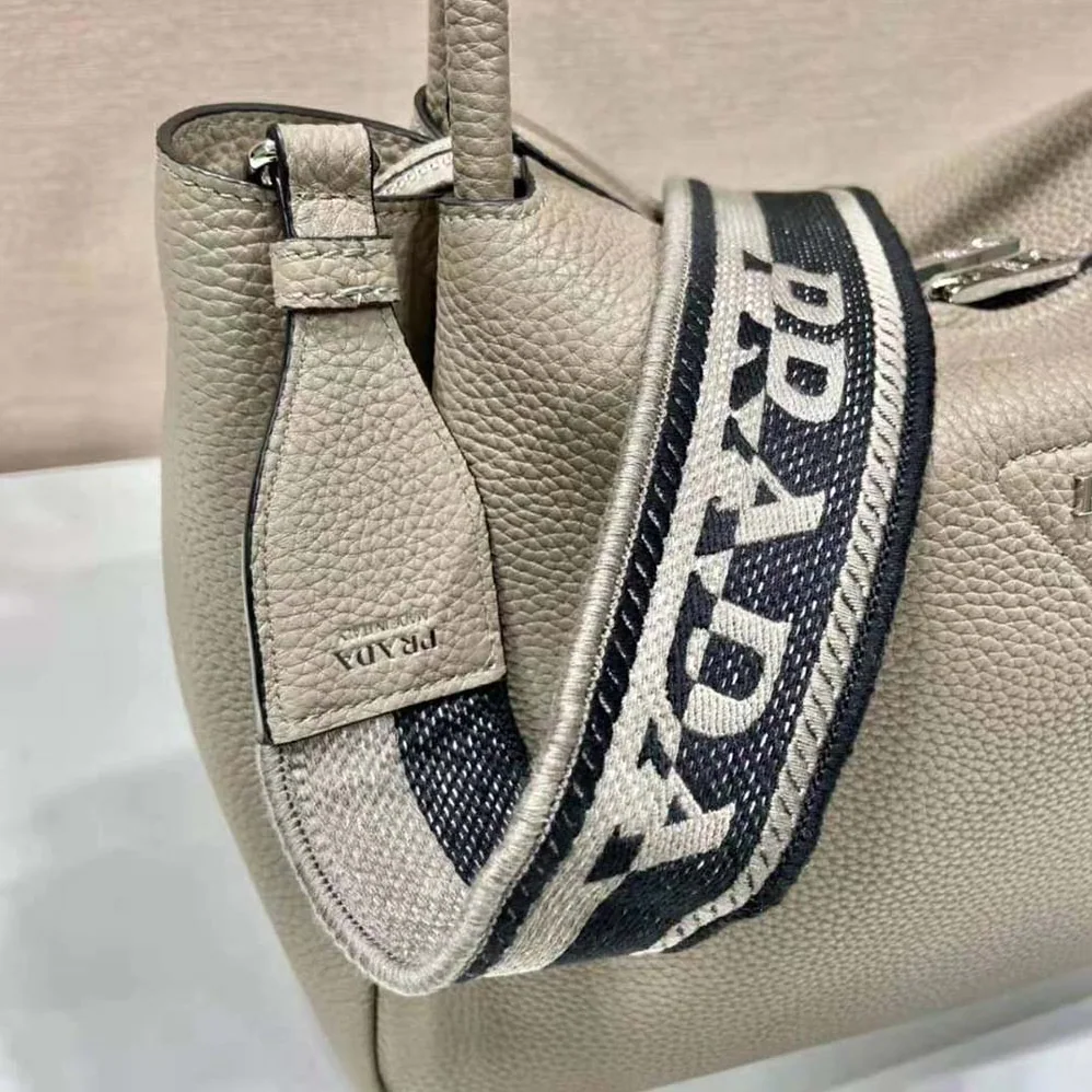 Prada Large Leather Handbag for Women in Gray