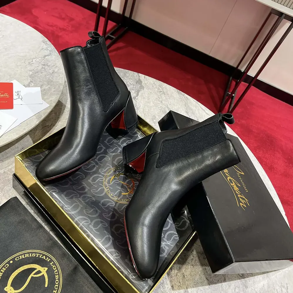 Christian Louboutin Turelastic 85 mm Low Boots Calf Leather for Women in Black