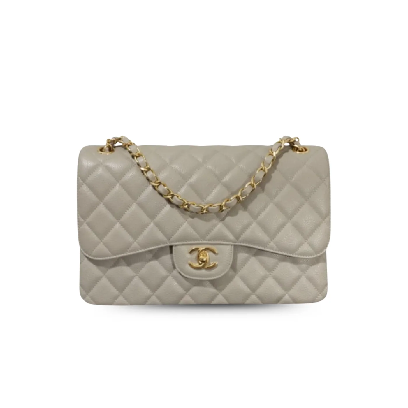 Chanel Classic Flap Bag Large Crossbody in Grey Gold Hardware