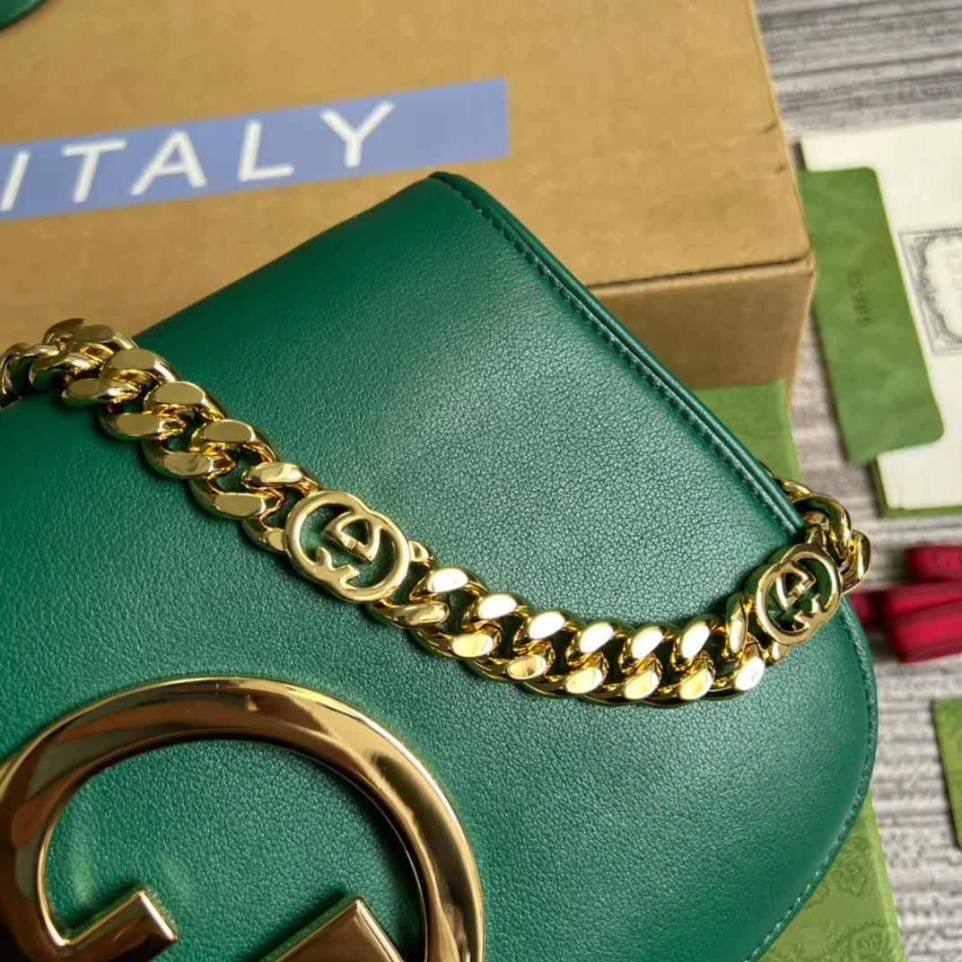 Gucci Blondie Medium Shoulder Bag in Green Gold Hardware