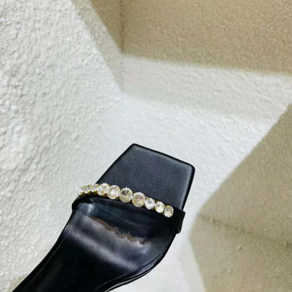 Versace Rhinestone Mules in 105mm Heel Hight for Women in Black Versace Rhinestone Mules in 105mm Heel Hight for Women in Black