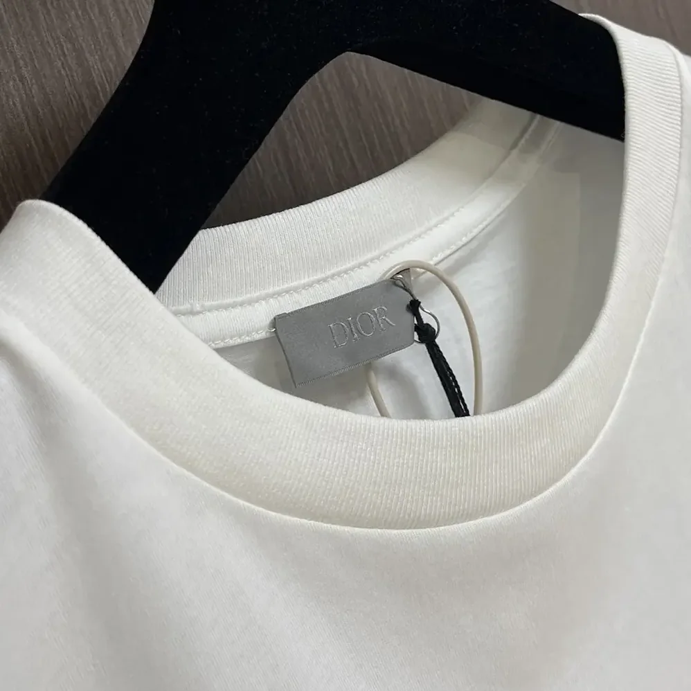 Dior T-Shirt White Slub Cotton Jersey for Women