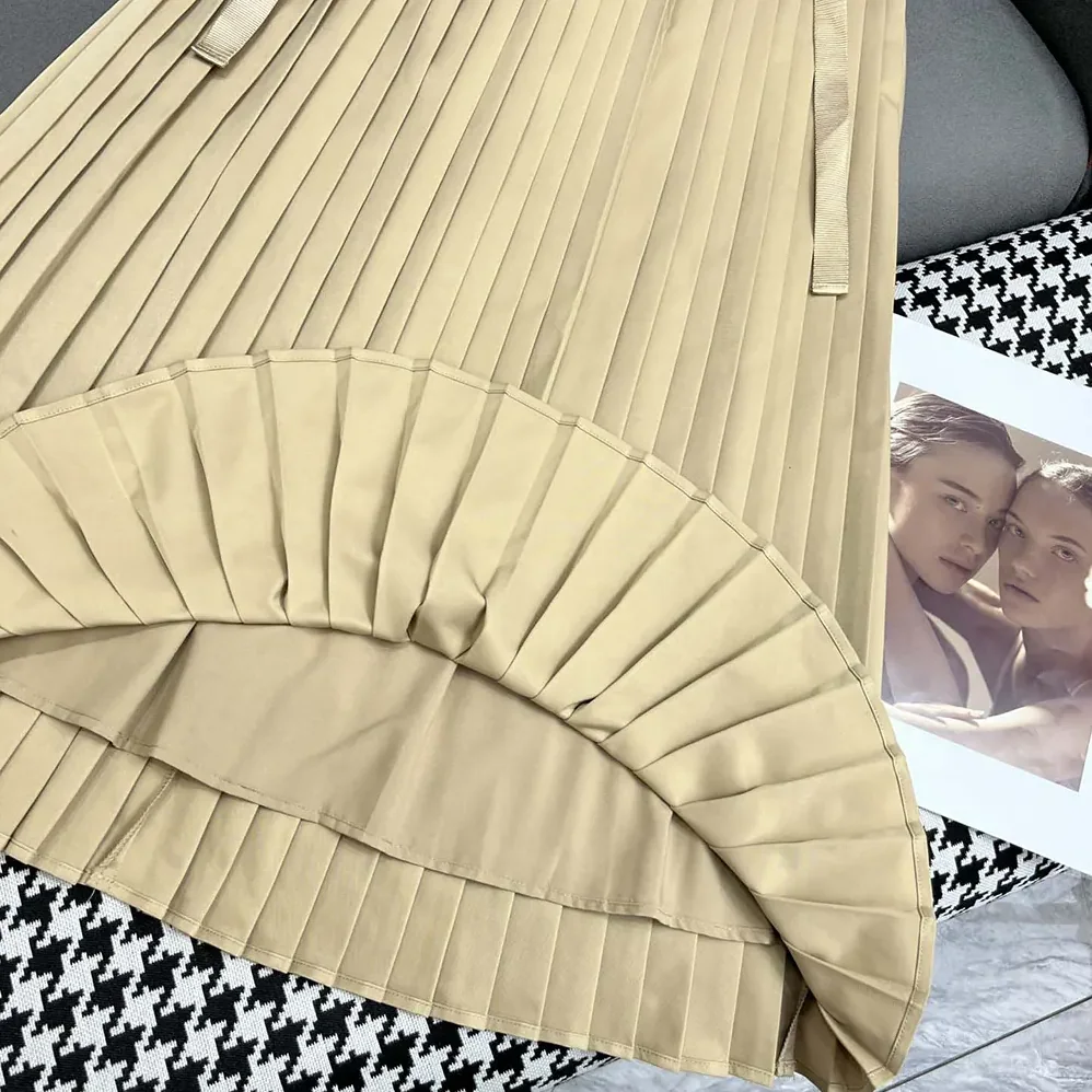 Dior Pleated Mid-Length Skirt Beige Cotton Gabardine for Women Dior Pleated Mid-Length Skirt Beige Cotton Gabardine for Women
