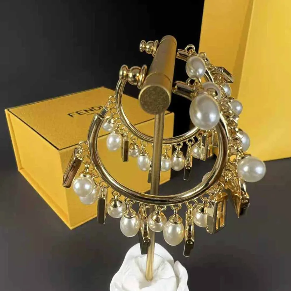 Fendi Baguette Earrings Gold for Women in colored