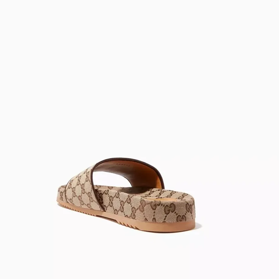 Gucci Beige & Brown for Men's in GG Slide Sandals