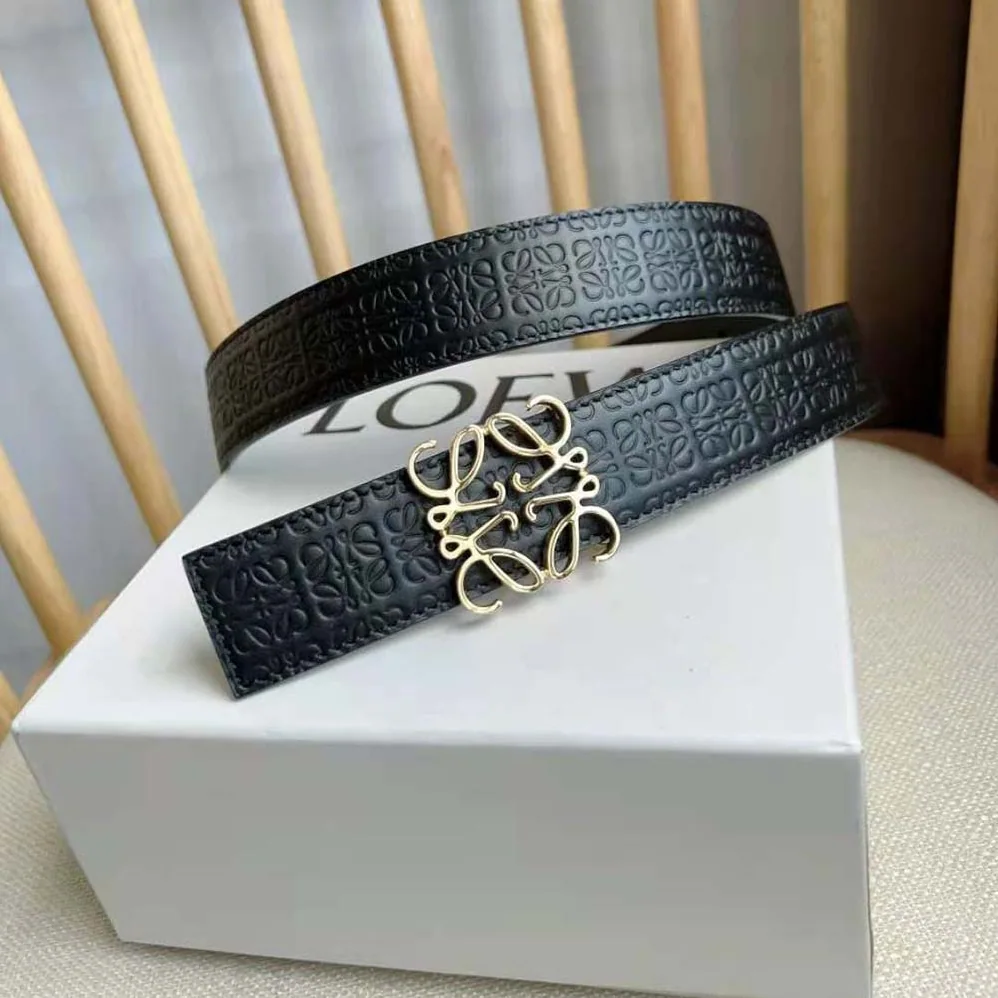 Loewe Reversible Repeat Belt in Silk Calfskin for Unisex in Black