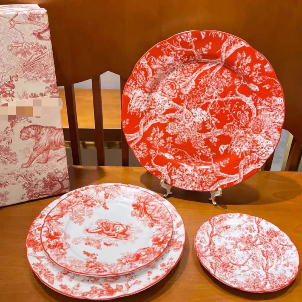 Dior Decorative Plate Red Toile de Jouy Hydrangea for Unisex Dior Decorative Plate Red Toile de Jouy Hydrangea for Unisex