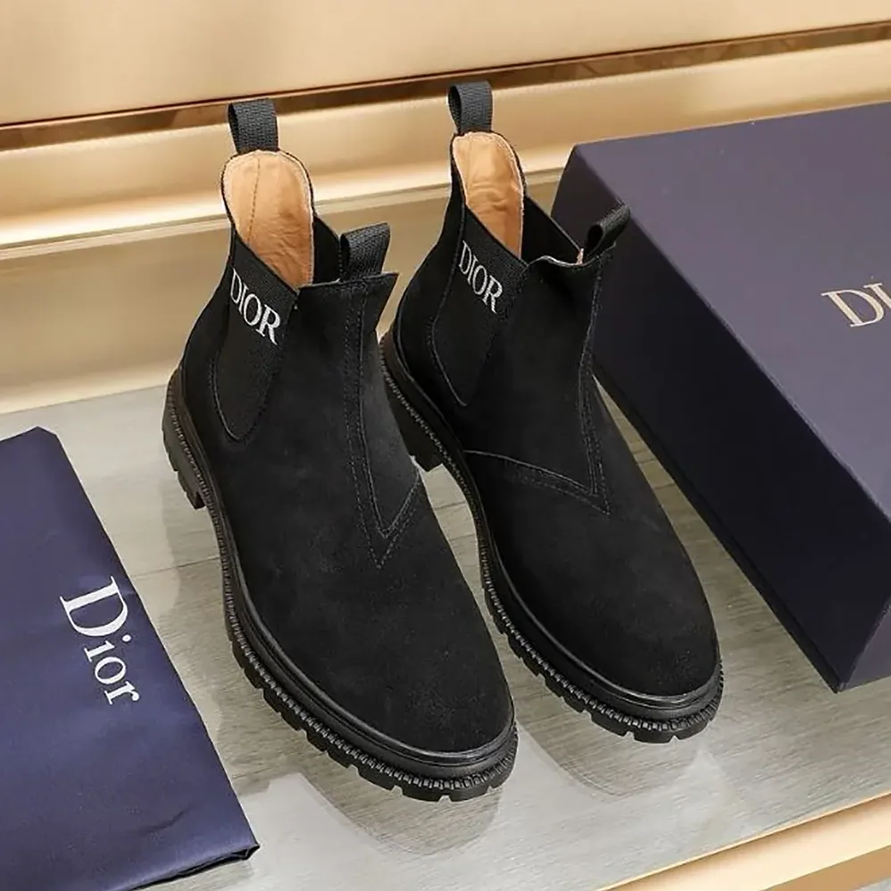 Dior D-Town Ankle Boot Black Suede Calfskin for Men