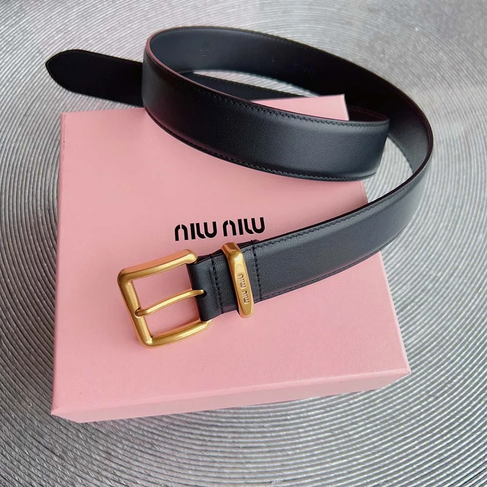 Miu Miu Leather Belt with Laser for Women in engraved Logo