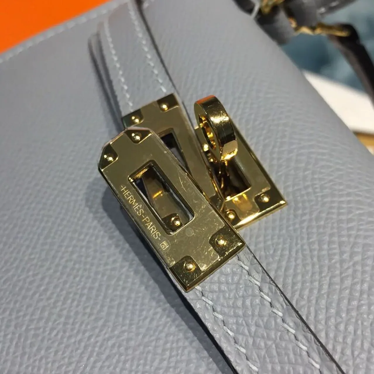 Hermes Kelly Mini Top Handle Bag in Bleu Glacier Gold Hardware