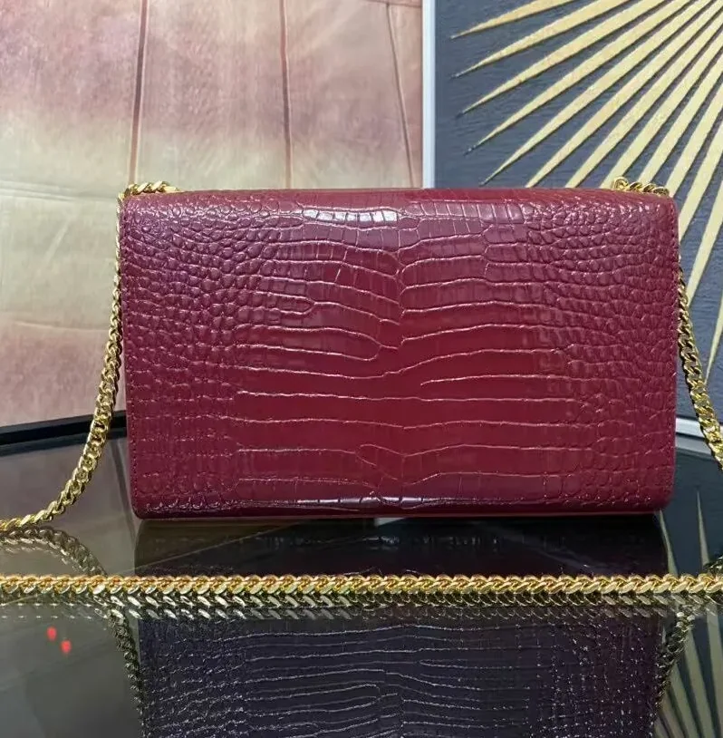 Saint Laurent Kate Small Chain Bag With Tassel In Embossed Burgundy in YSL Saint Laurent Kate Small Chain Bag With Tassel In Embossed Burgundy in YSL