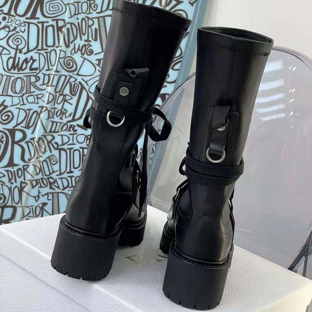 Dior D-Fight Ankle Boot Black Lambskin for Women