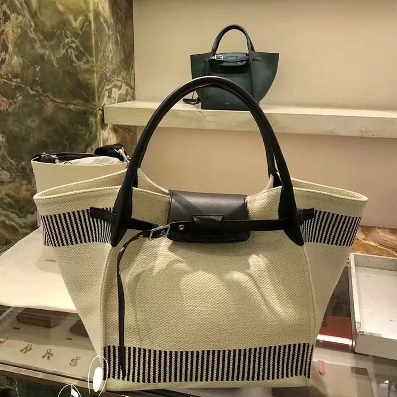 Celine Medium Big Bag in Textured Canvas for Women in White