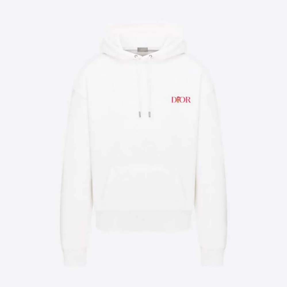 Dior Oversized Dior Jardin Hooded Sweatshirt White Cotton Fleece for Men Dior Oversized Dior Jardin Hooded Sweatshirt White Cotton Fleece for Men