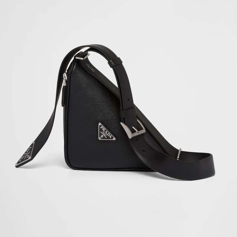 Prada Saffiano Leather Belt Bag for Unisex in Black