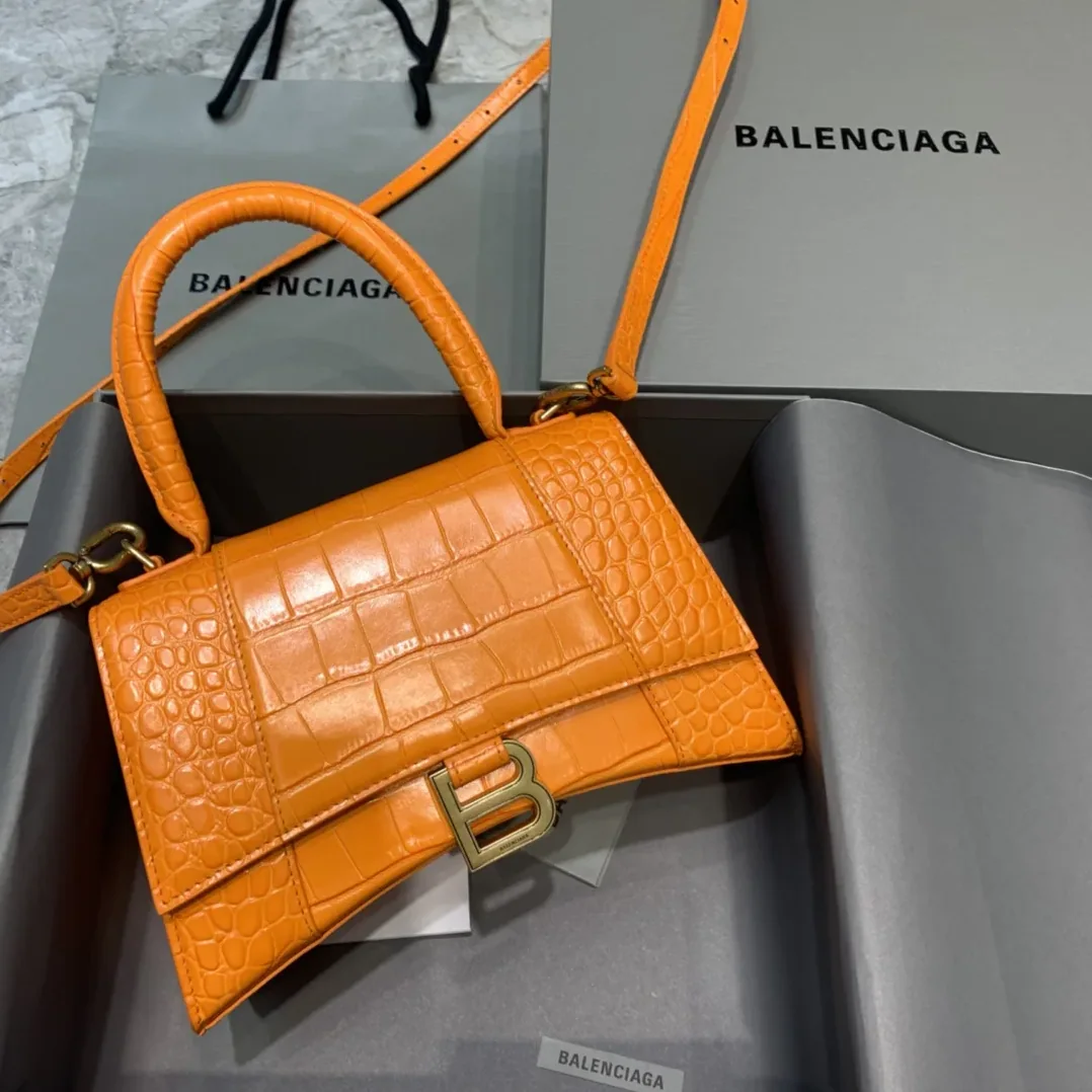 Balenciaga Hourglass Small Handbag In Orange