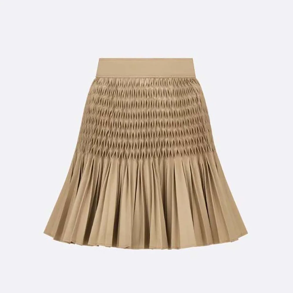 Dior Pleated Short Skirt Beige Cotton Gabardine for Women