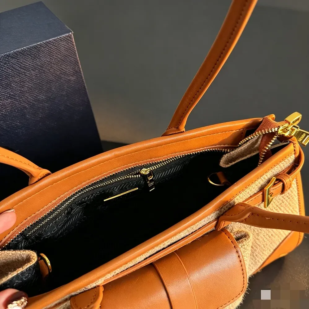 Prada Bonnie Medium Linen and Leather Handbag for Women Prada Bonnie Medium Linen and Leather Handbag for Women
