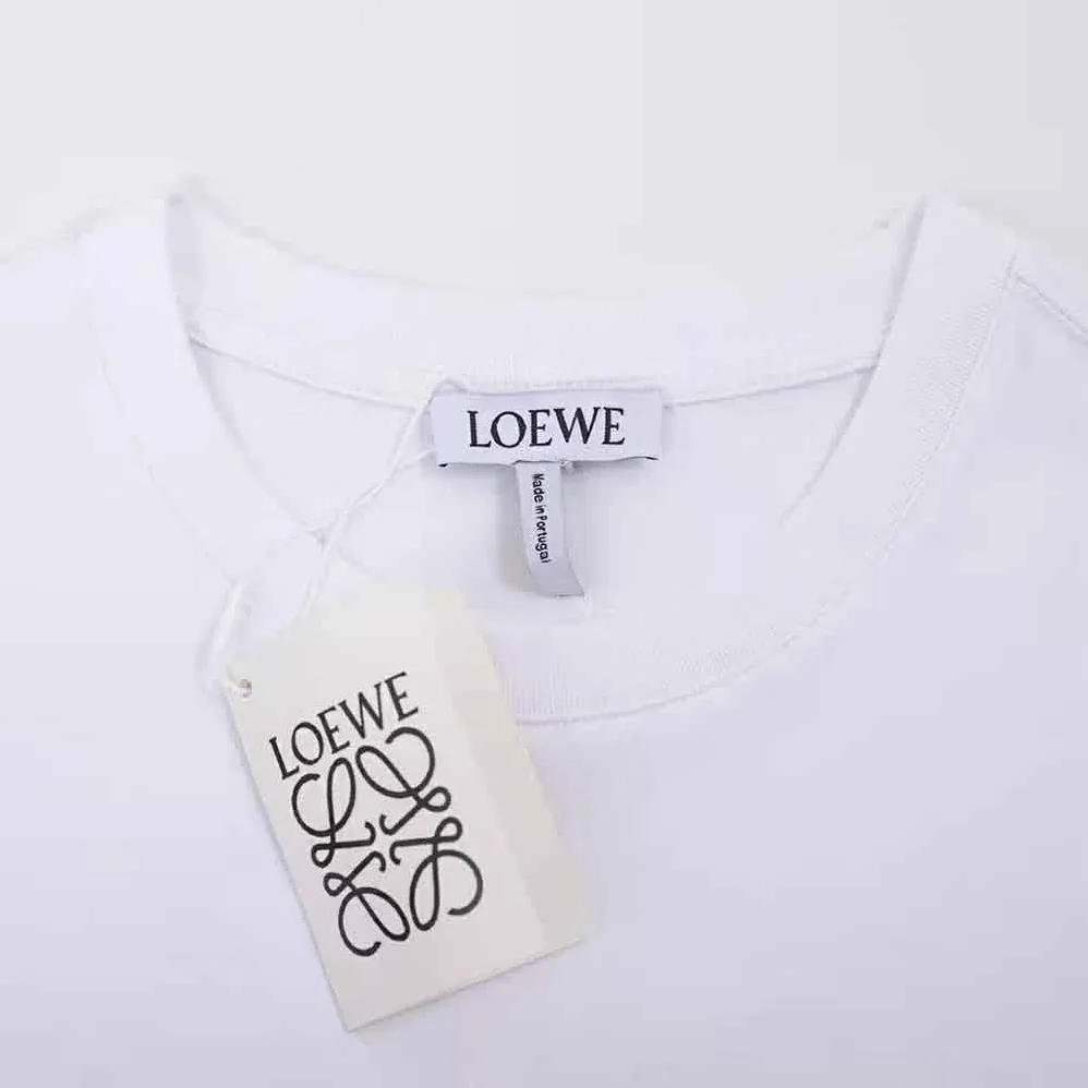 Loewe Anagram Embroidered T-shirt in Cotton for Women in White Loewe Anagram Embroidered T-shirt in Cotton for Women in White