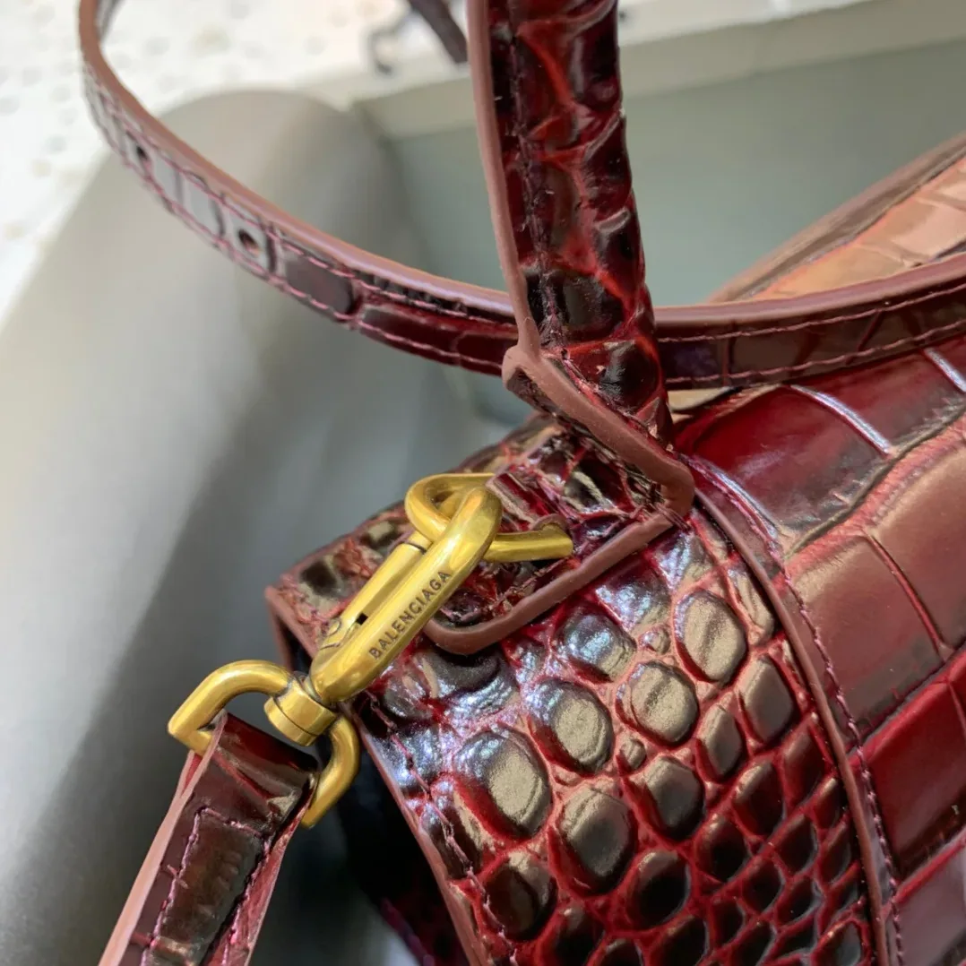 Balenciaga Hourglass Small Handbag In Dark Red Balenciaga Hourglass Small Handbag In Dark Red