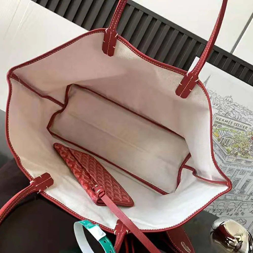 Goyard Saint Louis PM Bag in Goyardine Canvas & Chevroches Calfskin for Women in Red Goyard Saint Louis PM Bag in Goyardine Canvas & Chevroches Calfskin for Women in Red