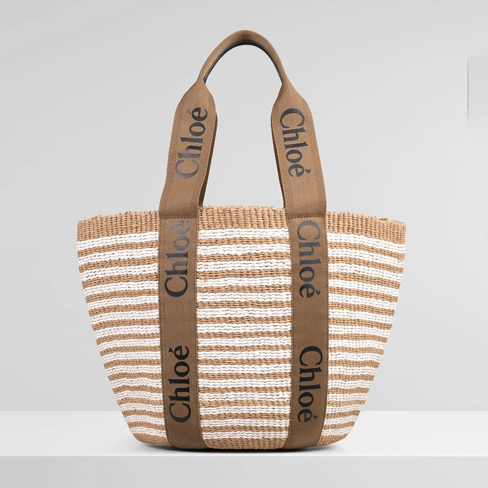 Chloe Large Woody basket in Fair-Trade Paper with the Woody Ribbon for Women
