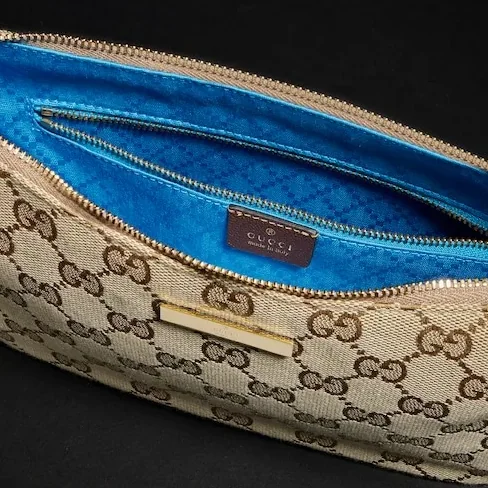 Gucci Lady Lunetta Small Shoulder Bag / Sand/ Dark Brown Gold Hardware