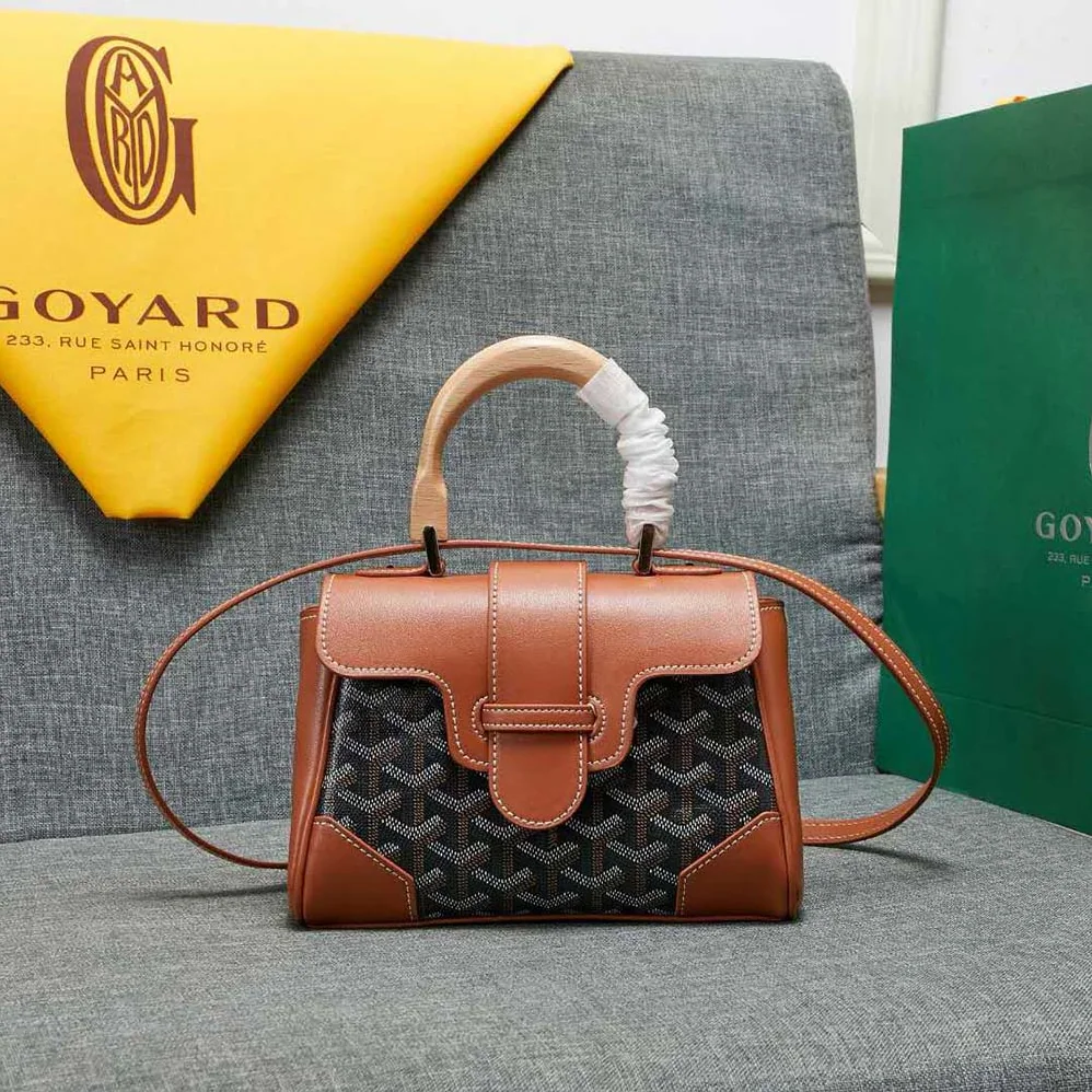 Goyard Sac Saïgon Souple Mini in Toile Goyardine & Chevroches Calfskin for Women in Brown Goyard Sac Saïgon Souple Mini in Toile Goyardine & Chevroches Calfskin for Women in Brown