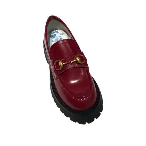 Gucci Lug Sole Horsebit Accent Loafers Red Gucci Lug Sole Horsebit Accent Loafers Red