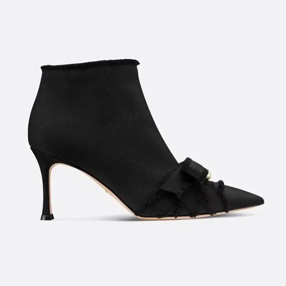 Dior Adiorable Pump Black Fringed Grosgrain Ankle Boots for Women Dior Adiorable Pump Black Fringed Grosgrain Ankle Boots for Women