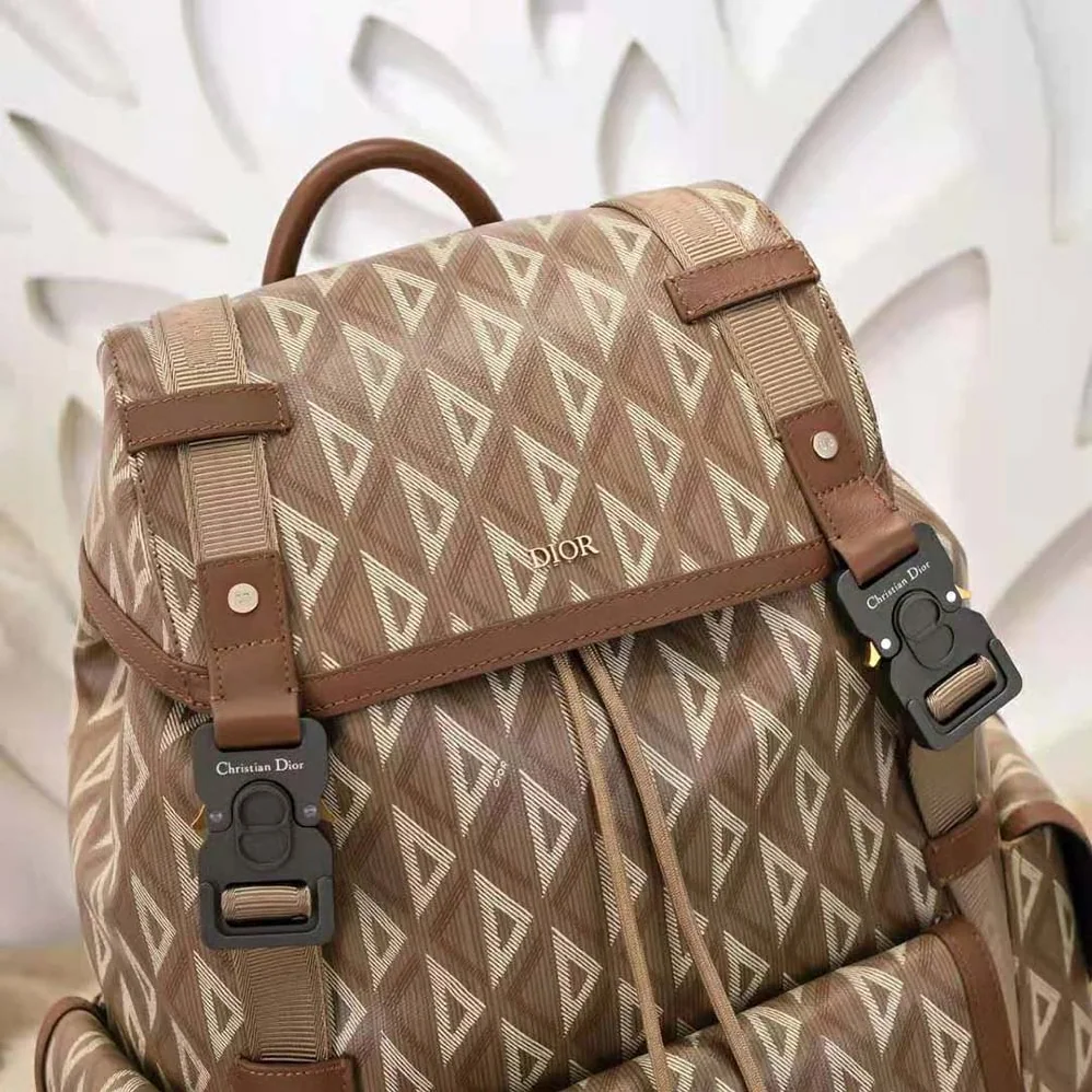 Dior Hit the Road Backpack Coffee CD Diamond Canvas for Men