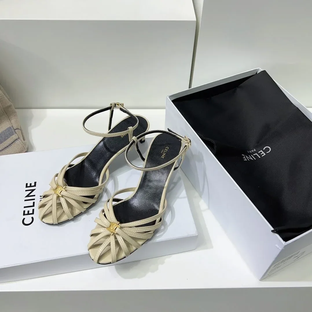 Celine Triomphe Sandal White