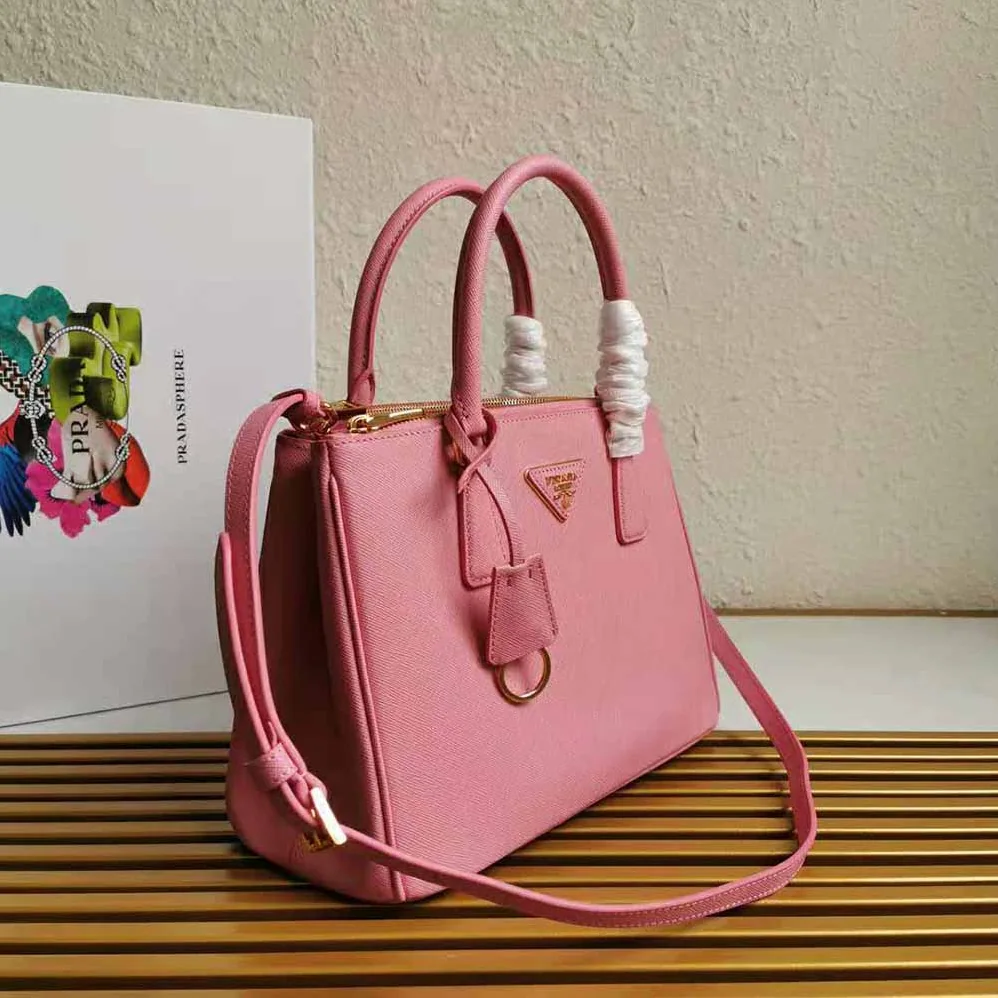 Prada Small Saffiano Leather Prada Galleria Bag for Women in Pink