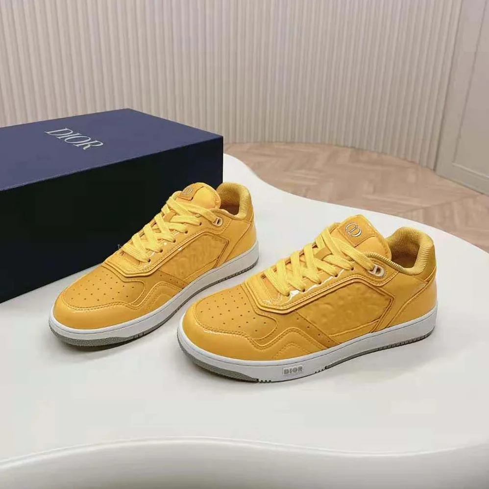 Dior B27 Low-top Sneaker Yellow Patent Calfskin and Dior Oblique Gravity Leather for Men Dior B27 Low-top Sneaker Yellow Patent Calfskin and Dior Oblique Gravity Leather for Men
