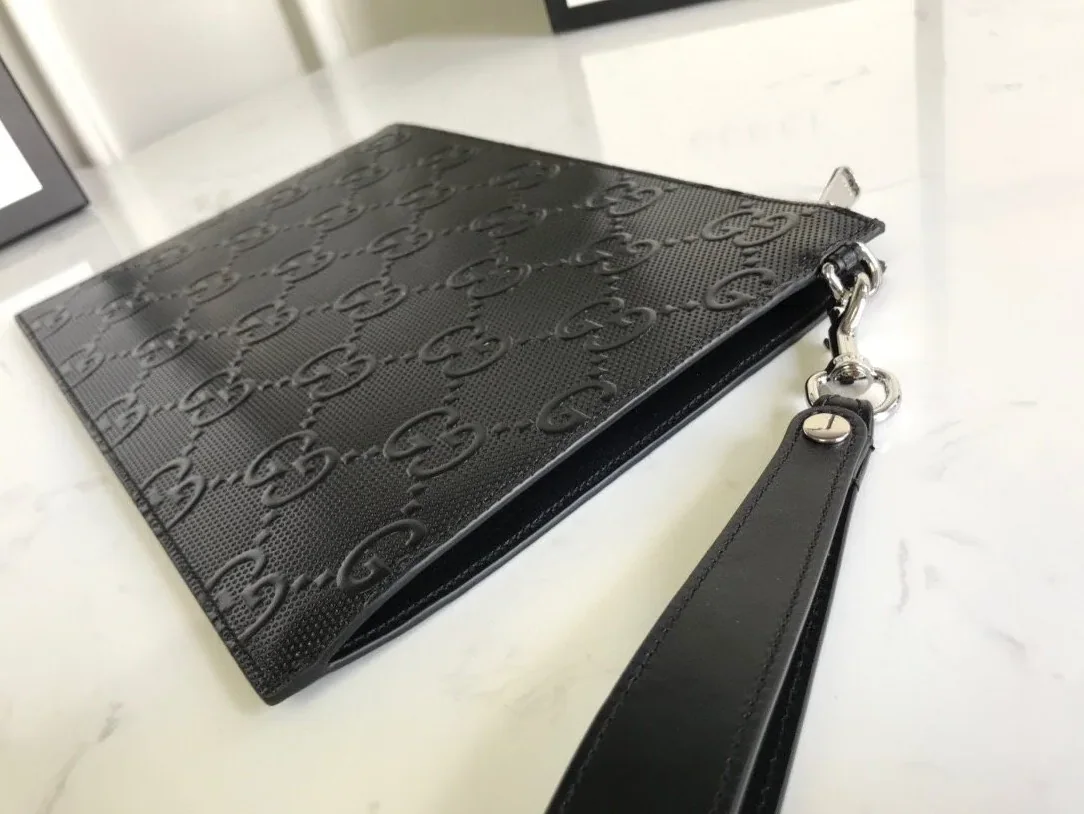 Gucci GG Embossed Pouch Black , Pouch / for Men Gucci GG Embossed Pouch Black , Pouch / for Men