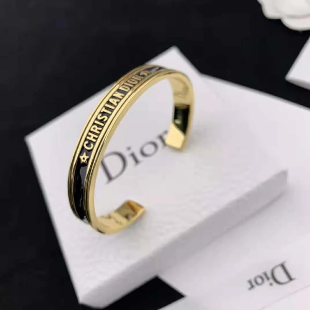 Dior Code Bangle Gold-Finish Metal and Black Lacquer for Women