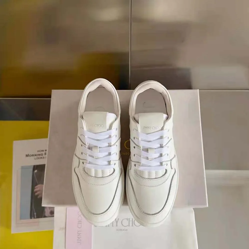 Jimmy Choo Florent/F White and Peacock Mix Leather Trainers for Women