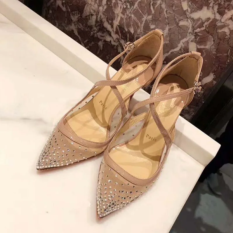 Christian Louboutin Shoes Twistissima Strass 85mm Heel for Women in Pink Christian Louboutin Shoes Twistissima Strass 85mm Heel for Women in Pink