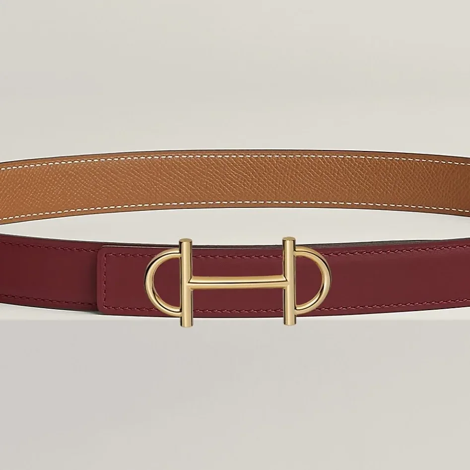 Hermes Gamma Reversible Belt Rouge H in Brown