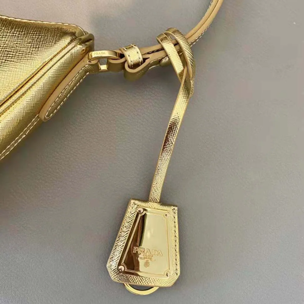 Prada Saffiano Leather Mini Bag for Women in Gold Prada Saffiano Leather Mini Bag for Women in Gold