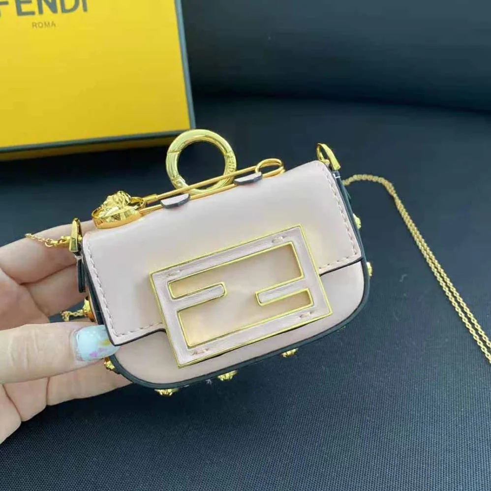 Fendi Nano Baguette Charm Fendace Pink Leather Charm for Women Fendi Nano Baguette Charm Fendace Pink Leather Charm for Women
