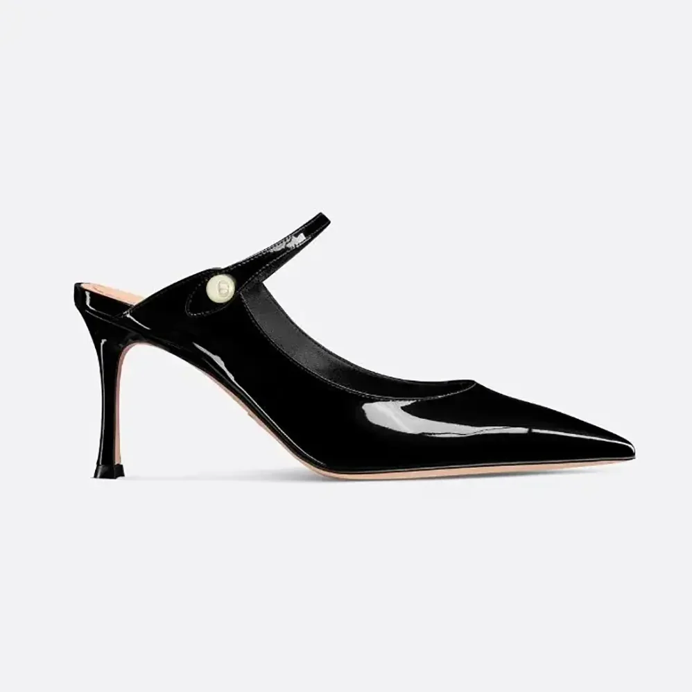 Dior Jolie Dior Heeled Mule Black Patent Calfskin for Women Dior Jolie Dior Heeled Mule Black Patent Calfskin for Women