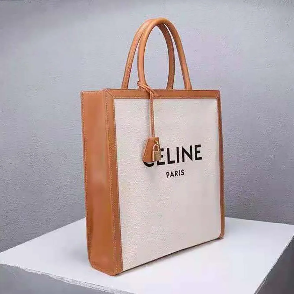 Celine Vertical Cabas Celine in Canvas with Celine Print and Calfskin for Women Celine Vertical Cabas Celine in Canvas with Celine Print and Calfskin for Women