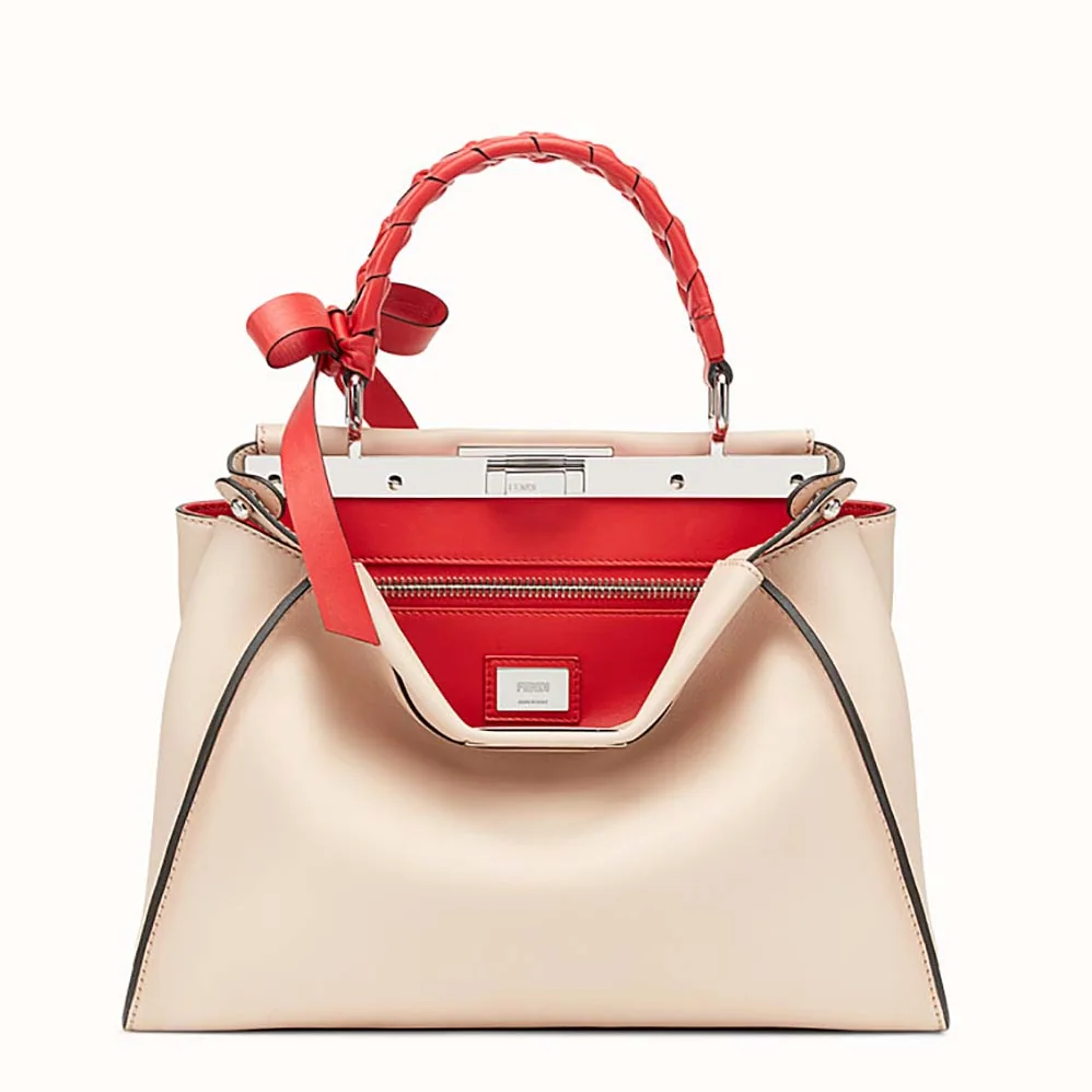 Fendi Peekaboo Rregular Pink Leather Bag for Women in White