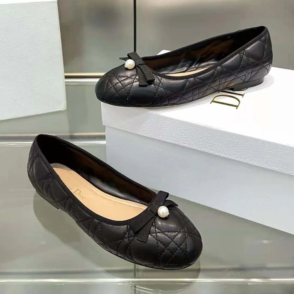 Dior Ballet Flat Quilted Cannage Calfskin for Women in Black Dior Ballet Flat Quilted Cannage Calfskin for Women in Black