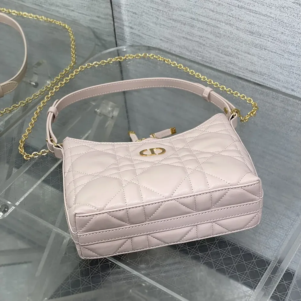 Dior Miss Caro Diorling Mini Bag with Chain Powder Pink Macrocannage Lambskin for Women