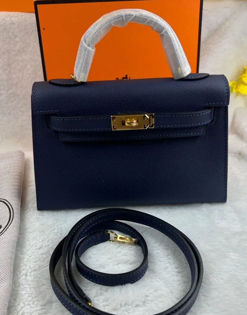 Hermes Kelly 19 Blue France Swift Bag